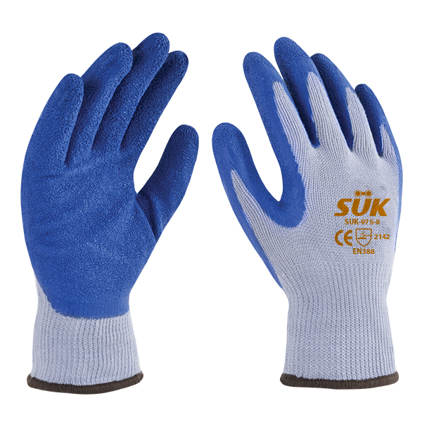 GUANTES DE POLIÉSTER CON ALGODÓN Y LATEX AZUL 20 CM