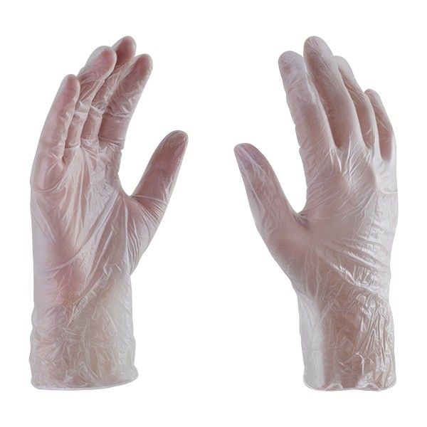 GUANTES DE VINIL DESECHABLE TRANSPARENTES 24 CM